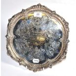 A Victorian silver presentation salver, by Martyn, Hall & Co, Sheffield, 1843, shaped foliate scroll