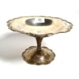 A silver pedestal dish Top with scratching to the interior. Overall patches of tarnish. Otherwise