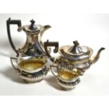 A late Victorian silver four piece tea service, probably Charles Horner, Birmingham, 1900,