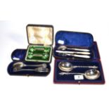 A pair of Edwardian silver Apostle serving spoons, John Round, Sheffield 1904; two Victorian