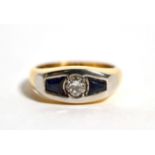 An Art Deco style sapphire and diamond ring, estimated diamond weight 0.30 carat approximately,