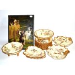 A Royal Worcester blush ivory dessert service (18) and a Fannie Moody (1841-1948), crystoleum,