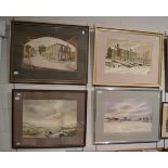 Stanley Chapman (20th century) 'Bridge-End, Brighouse', 'Snow at Hartshead' and 'Winter at