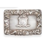 A William IV Silver Table Snuff Box, Benjamin Smith, London 1837, rectangular with waisted sides,