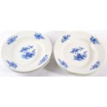 A Set of Six Tournai Porcelain Plates, circa 1770, painted in underglaze blue with chinoiserie