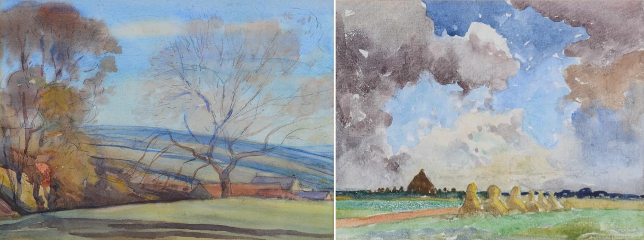 Mark Senior NPS (1864-1927) ''Landscape, Hinderwell'' Pencil and watercolour, together with a