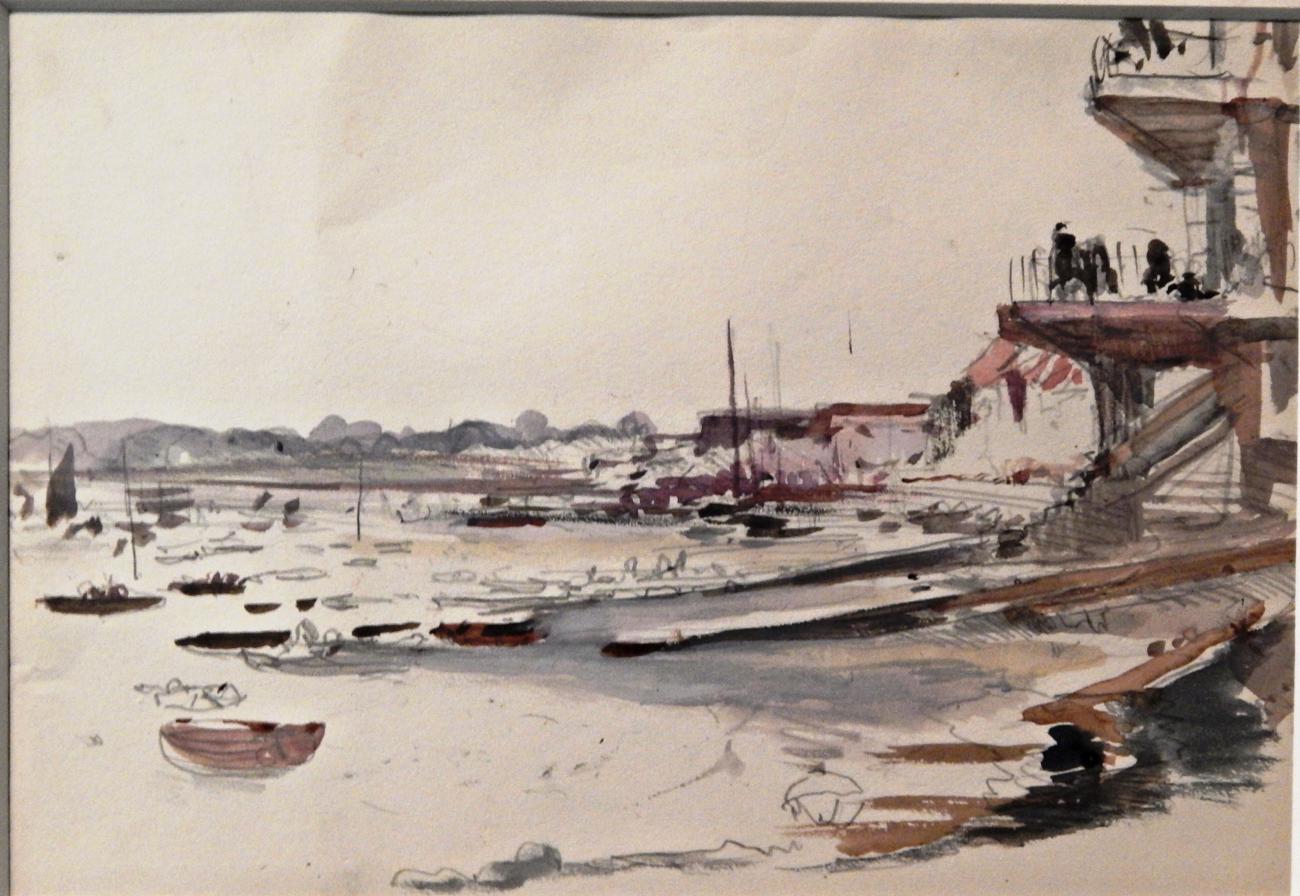 Charles Cundall (1890-1971) ''Burnham on Crouch Regatta'' Pencil and watercolour, together with