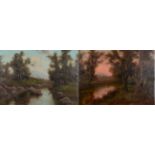 Francesco Capuano (1854-1908) River landscape Signed, oil on canvas, together with another by the