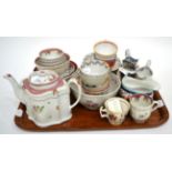 A Composite Newhall Porcelain Tea Service, circa 1790, comprising a commode shaped teapot and cover,
