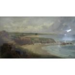 William Crosby (fl.1859-1873) Whitburn Bay Signed and inscribed verso, oil on canvas, 60cm by 104cm