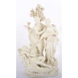 A Derby Bisque Porcelain Group of the Discovery of Cupid, circa 1780, modelled as two classical
