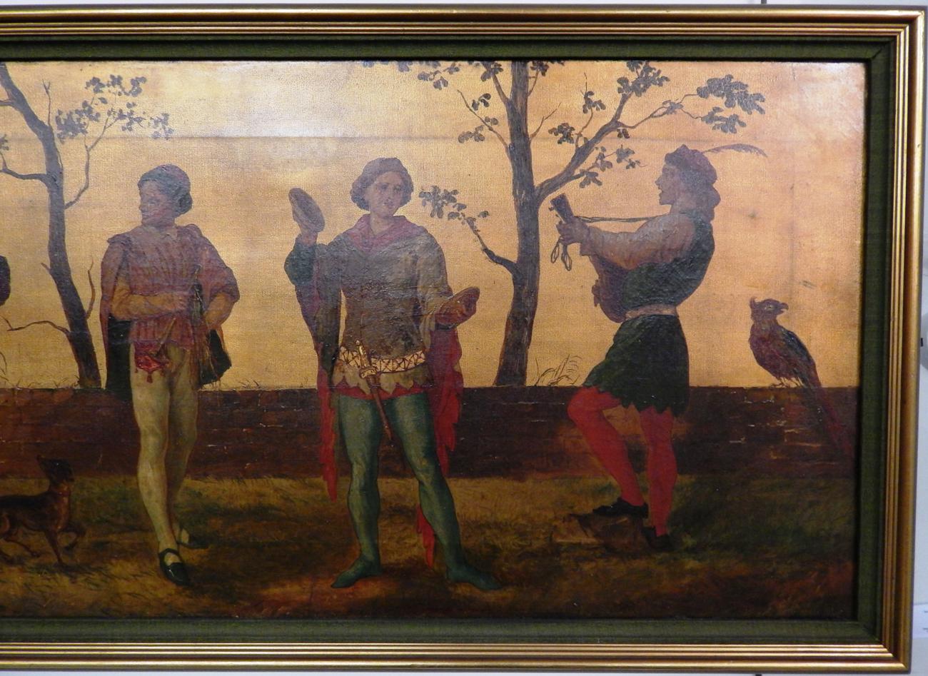 Manner of Sir Edward Coley Burne-Jones (1833-1898) Minstrels amongst trees Oil on canvas, 46cm by - Image 3 of 3