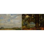 Harry Bush ROI (1883-1957) Landscape study With artist's studio stamp verso, oil on board,