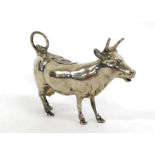 A Small German Silver Cow Creamer, mark of Neresheimer, Hanau, circa 1900, 800 standard, of semi