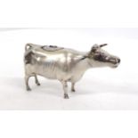 A German Silver Cow Creamer, mark of Neresheimer, Hanau, circa 1900, of Schuppe influence, with