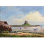 Robin Furness (b.1933) ''Morning Light, Lindisfarne'' Signed and dated 2011, oil on canvas board,