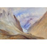 William Callow (1812-1908) Figures in a mountain pass Signed and dated, watercolour, 32.5cm by 47cm