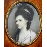 British School (Late 18th century) Portrait miniature of a lady in a white dress Watercolour on
