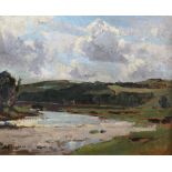 Bertram Priestman RA, ROI, NEAC, IS (1868-1951) River landscape Signed and dated (19)15?, oil on