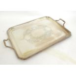 A George V Silver Twin Handled Tray, Needham, Veall & Tyzack, Sheffield 1912, rectangular with