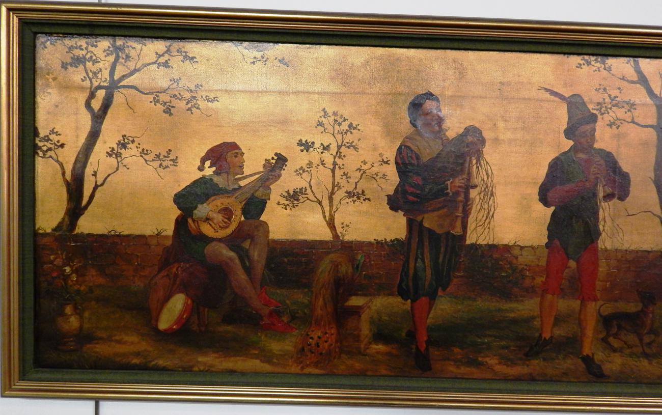 Manner of Sir Edward Coley Burne-Jones (1833-1898) Minstrels amongst trees Oil on canvas, 46cm by - Image 2 of 3