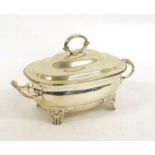 A Silver Twin Handled Sauce Tureen and Cover, William Comyns & Sons, London 1937, oval on four