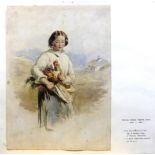 Myles Birket Foster (1825-1899) Girl with Cockerel watercolour, together with two further