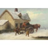 Thomas Smythe (1825-1907) The Snowball Fight Signed, oil on canvas, 29.5cm by 44.5cm See