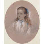 Alexander Blaikley (1816-1903) Portrait of a girl with blue ribbon Signed and dated 1869, pencil and