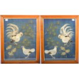 Japanese School (early 20th century): A Pair of Japanese Silkwork Panels, Meiji period, worked in
