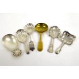 Five George III-Victorian Silver Caddy Spoons, various dates and makers, including examples with