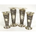 Two Pairs of Late Victorian Silver Vases, William Comyns, London 1898, both pairs of similar design,