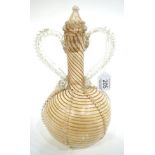 A Façon de Venise Twin-Handled Flask and Stopper, in 17th century style, with opaque white and