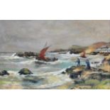 William Snodgrass Bryce (fl.1889-1936) Runswick Bay Signed, oil on canvas, 36cm by 57.5cm