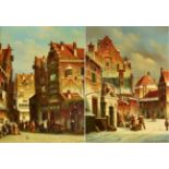 Pieter Cornelis Steenhouwer (1896-1972) Dutch Dutch street scene Signed, oil on board, together with
