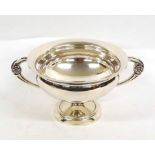 A George V Twin Handled Silver Pedestal Bowl, Horace Woodward & Co, London 1913, the stylised