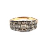 A Nineteenth Century Table-Cut Diamond Plaque Ring, a tapering plaque with brown-coloured table-