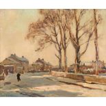 Owen Bowen ROI, PRCamA (1873-1967) Collingham in the snow Signed, oil on canvas, 42cm by 52cm