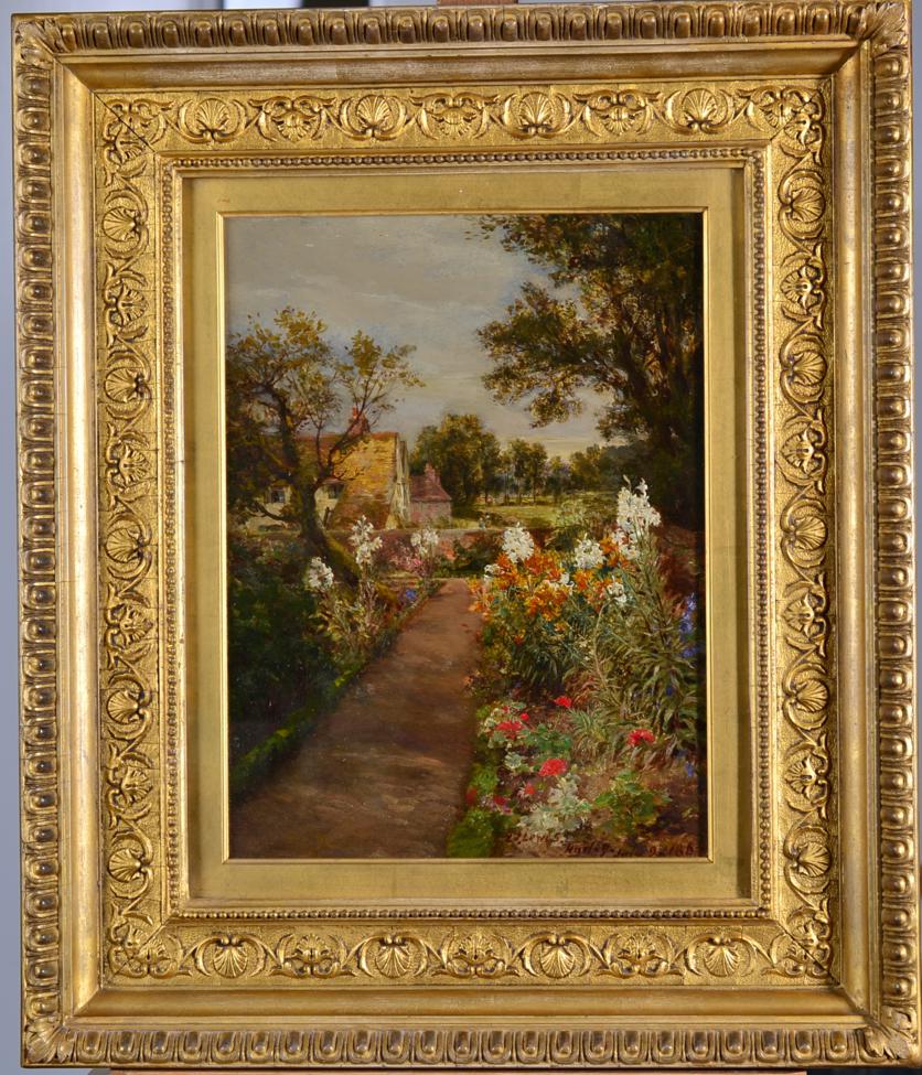 Charles James Lewis R I (1830 - 1892) ''The Flower Garden, Hurley, 1863'' Signed and dated July - Image 2 of 3