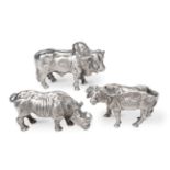 Three Zimbabwean Cast Silver Models of Animals in the Style of Patrick Mavros, last quarter 20th