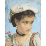 Adriano Bonifazi (1858-1914) Italian Portrait of a young Italian girl Watercolour, 25cm by 19.5cm