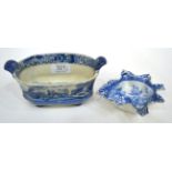 A Staffordshire Pearlware Durham Ox Series Twin-Handled Sauce Tureen, circa 1820, of canted