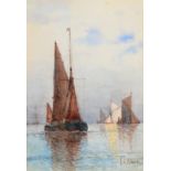 Frederick James Aldridge (1850-1933) Shipping scene on calm waters Signed, watercolour, 15cm by 10.