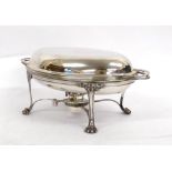 A George III Silver Entree Dish with Associated Silver Liner and Electroplated Warming Stand, the