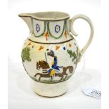 A Pratt Type Jug, circa 1800, typically moulded and painted with the Duke of York, 14cm high