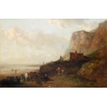 Edward Robert Smythe (1810-1899) A busy Norfolk coastal scene Signed, oil on canvas, 50cm by 75cm
