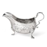 A George III Irish Silver Sauce Boat, maker's mark rubbed ?W, possibly Matthew West, other marks