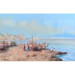 Yves Gianni (19th/20th century) ''Fishing Boats, Bay of Naples'' Signed, gouache, 30cm by 48cm