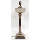 A George V Silver Corinthian Column Oil Lamp, Walter Latham & Son, Sheffield 1913, of typical form