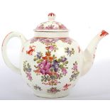 A Lowestoft Porcelain Teapot and Cover, circa 1780, painted in Curtis style with flowersprays and